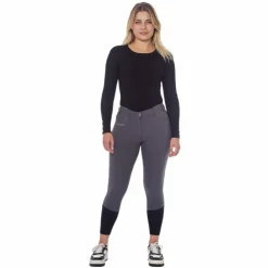Harcour - Pantalon d'équitation polaire femme Jaipur anthracite Gris Clearance