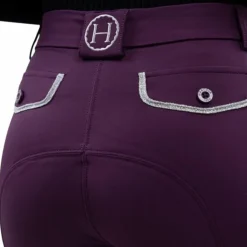 Harcour - Pantalon d'équitation polaire femme Jaipur figue Violet Outlet