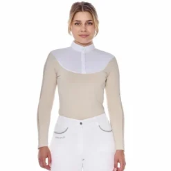 Hot Harcour - Polo de concours manches longues femme Pannie ivoire Beige