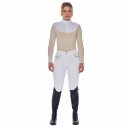 Hot Harcour - Polo de concours manches longues femme Pannie ivoire Beige