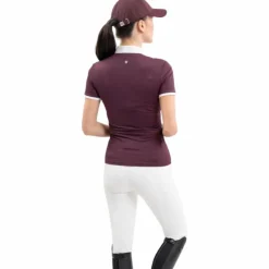 Outlet Harcour - Polo de concours manches courtes femme Shine aubergine Bordeaux