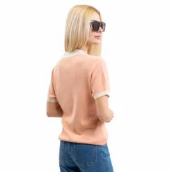 Harcour - Polo manches courtes femme Peach abricot Orange New