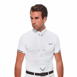 Harcour - Polo manches courtes de concours Crystallo Rider Blanc Best