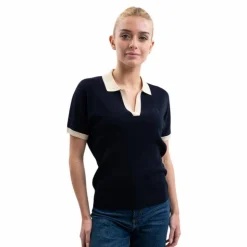 Outlet Harcour - Polo manches courtes femme Peach Marine