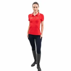 Outlet Harcour - Polo manches courtes femme Swiss Equestrian Friends Douve Rouge