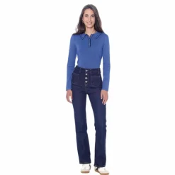 Discount Harcour - Polo manches longues femme Popi steel blue Bleu