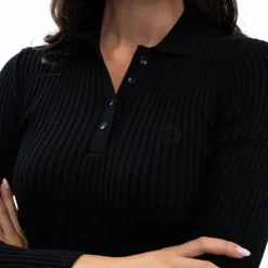 Outlet Harcour - Polo manches longues femme Aurore Noir