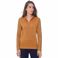 Harcour - Polo manches longues chaud femme Pistach golden yellow Jaune Hot