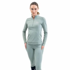 Best Harcour - Polo technique manches longues femme Tess grey green Vert