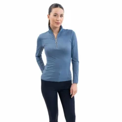 Harcour - Polo technique manches longues femme Breezi steel blue Bleu Online