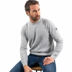 Outlet Harcour - Pullover manches longues homme casual Paul chiné Gris