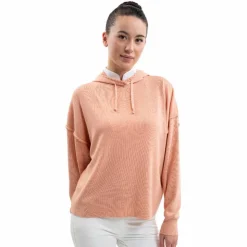 Harcour - Sweat à capuche manches longues femme Plume abricot Orange Hot