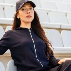 Harcour - Sweat manches longues zippé femme Amelie Marine Best