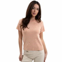 Hot Harcour - T-shirt manches courtes femme Tzimi abricot/ lin Orange