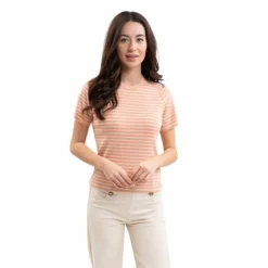 Hot Harcour - T-shirt manches courtes femme Tzimi abricot/ lin Orange