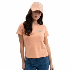 Harcour - T-shirt manches courtes femme Tchaka abricot Orange Sale