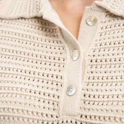 Harcour - T-shirt manches courtes femme Pony lin Beige Clearance