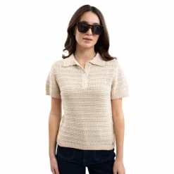 Harcour - T-shirt manches courtes femme Pony lin Beige Clearance
