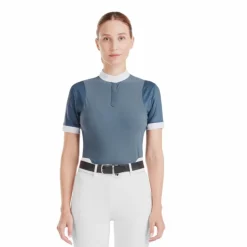 Horse Pilot - Chemise de concours manches courtes femme Aerolight vintage indigo Bleu Sale