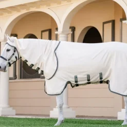 Horseware - Couverture anti-mouches Rambo Hoody XL chalk/ hunter green/ argent Beige Online