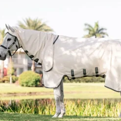 Horseware - Couverture anti-mouches Rambo Hoody XL chalk/ hunter green/ argent Beige Online