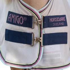 Horseware - Couverture anti-mouches Amigo Bug Rug Plus Petite argent/ lime/ marine/ rose/ bleu Gris New