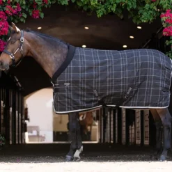 Discount Horseware - Couverture de box Rhino Pony Stable VL / gris/ blanc à carreaux/ gris 250g Noir