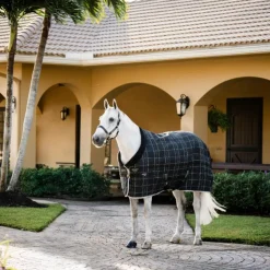 Hot Horseware - Couverture de box Rhino Stable / gris/ blanc à carreaux/ gris 100g Noir