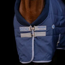 Hot Horseware - Couverture de box Rhino Stable VL / titanium grey/ classic blue 350g Marine