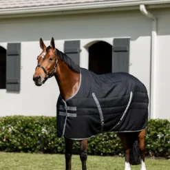 Best Horseware - Couverture de box Rambo Stable / thunderstorm grey/ argent 400g Noir