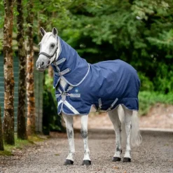 Outlet Horseware - Couverture d'extérieur Rhino Pony Plus / titanium grey/ classic blue 250g Marine