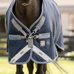 Clearance Horseware - Couverture d'extérieur Rhino Turnout / titanium grey/ classic blue 0g Marine