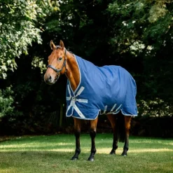 Best Horseware - Couverture d'extérieur Rhino Wug / titanium grey/ classic blue 250g Marine