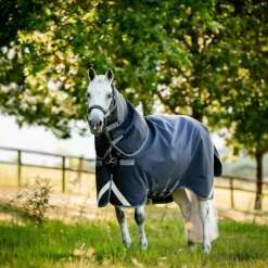 Online Horseware - Couverture d'extérieur Rambo Supreme Turnout Plus Lite / thunderstorm grey/ argent 0g Marine