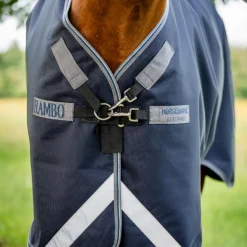 Clearance Horseware - Couverture d'extérieur Rambo Plus Turnout / thunderstorm grey/ argent 100g Marine