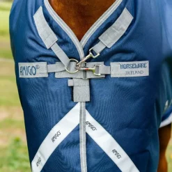 Horseware - Couverture d'extérieur Amigo Bravo 12 Plus / titanium grey/ argent 50 + doublures Marine Best