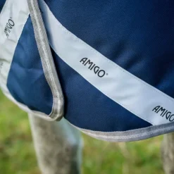 Best Horseware - Couverture d'extérieur Amigo FieldSafe Plus Turnout / titanium grey/ argent 50g Marine