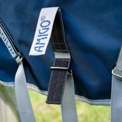 Best Horseware - Couverture d'extérieur Amigo FieldSafe Plus Turnout / titanium grey/ argent 50g Marine