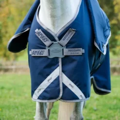 Best Horseware - Couverture d'extérieur Amigo FieldSafe Plus Turnout / titanium grey/ argent 50g Marine