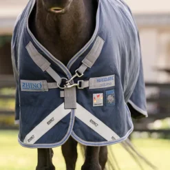 Horseware - Couverture d'extérieur Rhino Pony Turnout VL / titanium grey/ Classic Blue 250g Marine Discount