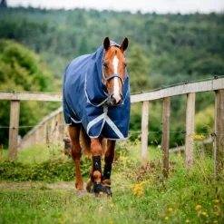 Hot Horseware - Couverture d'extérieur Amigo Bravo 12 Plus Turnout / titanium grey/ argent 400g Marine