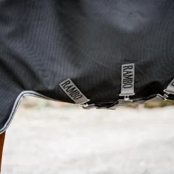 Horseware - Couverture d'extérieur Rambo Plus Turnout / thunderstorm grey/ argent 100g Noir