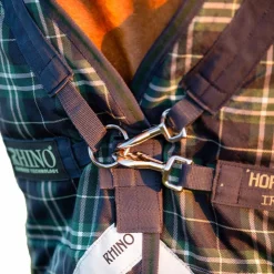 Sale Horseware - Couverture d'extérieur Rhino Wug encolure montante / vert à carreaux 250g Marine