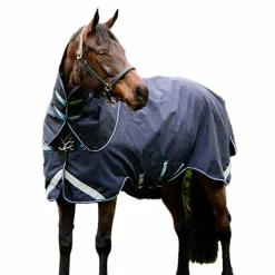 Horseware - Couverture d'extérieur Rambo Duo Force / blanc 100g + 300g Marine Hot