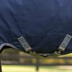Hot Horseware - Couverture d'extérieur Rhino Turnout VL / titanium grey/ classic blue 250g Marine