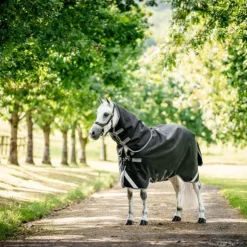 Horseware - Couverture d'extérieur Rambo Supreme Turnout Plus / thunderstorm grey/ silver 50g Noir Sale