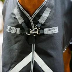 Horseware - Couverture d'extérieur Rambo Supreme Turnout Plus / thunderstorm grey/ silver 50g Noir Sale