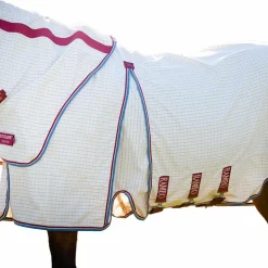 Horseware - Couverture extérieur d'été Rambo Optimo Supreme à carreaux/ cerise/ pêche/ bleu 0g Marine