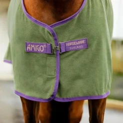 Horseware - Couure polaire Amigo Fleece Cooler bramble/ winterberry et taupe Vert Outlet