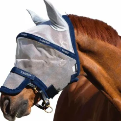 Online Horseware - Masque anti-insectes Rambo Fly Mask argent/ Marine